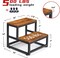 2-Step Steel Frame Stool with Wooden Steps - 500 lb Capacity Heavy Duty Non-Slip Step Stool for High Bed, Kitchen, RV (Rustic Brown)